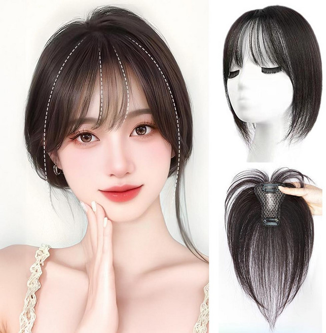 오비안 내추럴 풍성 볼륨 정수리 부분 가발, 1개, 앞머리O - 내추럴블랙