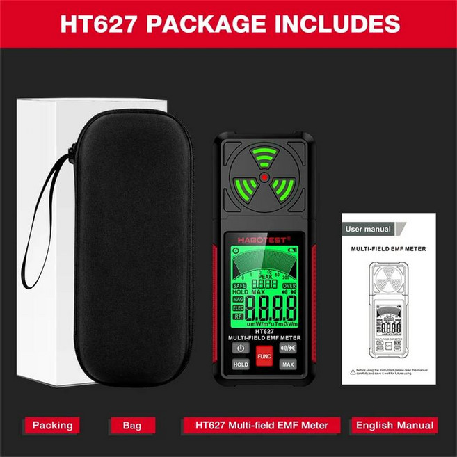 전자파측정기 측정공구 측정장비 측정기기 HABOTEST HT627 EMF 미터 전자기파 방사선 감지기 고스트 헌터 전자기장 측정기 헌팅 장비