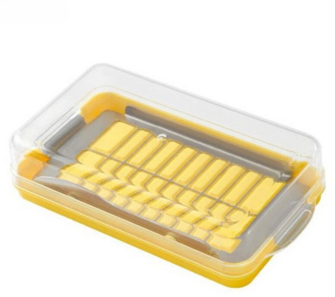 BenF Home 버터 커팅 케이스 커터기 슬라이스 소분 보관 용기 스테인리스 나이프 포크, 1개, 소형