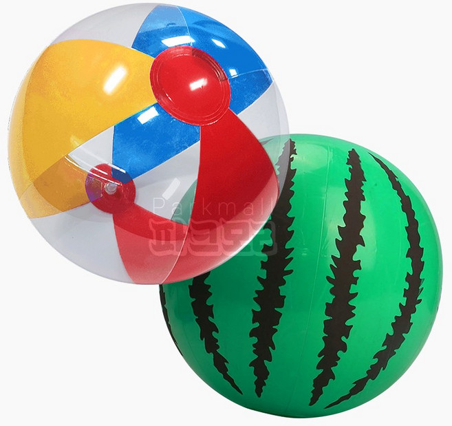 수박 오색 비치볼 1+1 (탱탱공 무독성 비치공 물놀이 워터파크, 오색1+수박1, 1개, 260mm