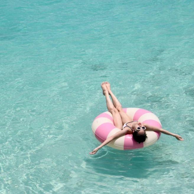 클래식 복고 스트라이프 튜브 성인 원형 튜브 감성 물놀이 수영용품 여름 촬영 안전손잡이 100cm, 1개, 피치색