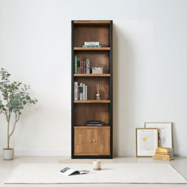 [유앤미가구] 높은 책장 서랍형/일반형 5단 책장 홈오피스 아이방 서재방, 서랍형, 멀바우블랙