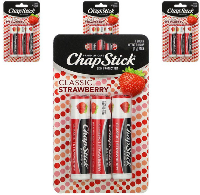 챕스틱 브랜드 립 케어 스킨 프로텍턴트 4g, Classic Strawberry, 12개