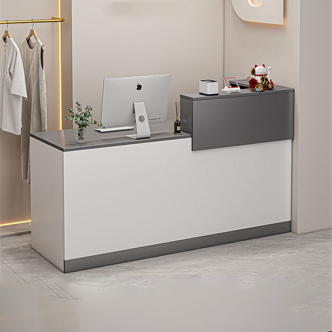 계산대 수납형프론트 안내데스크 상담테이블 미용실 네일숍 카운터 업소용 카운터테이블, 좌저우고, 화이트+그레이