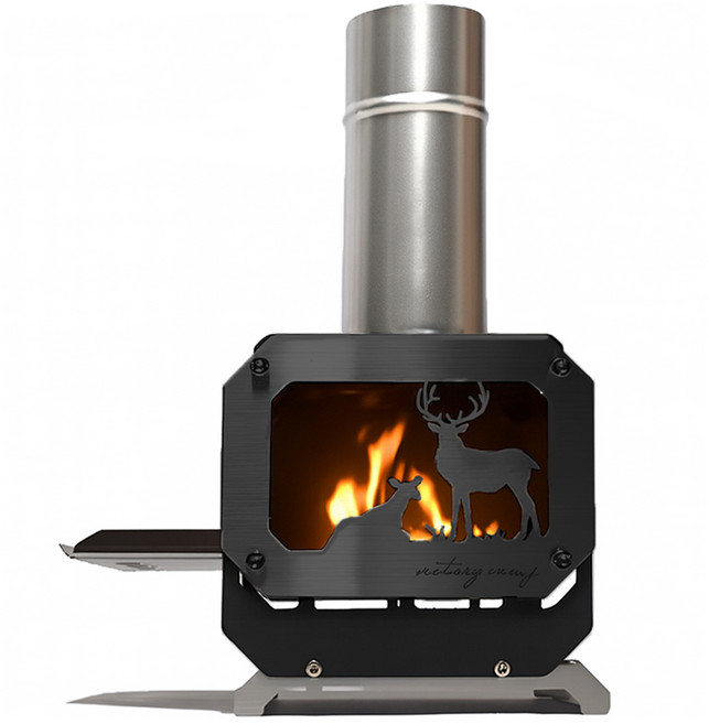 VICTORY CAMP POCKET DD 迷你便攜型柴爐 戶外露營暖爐 鹿剪影, 黑色, 1個