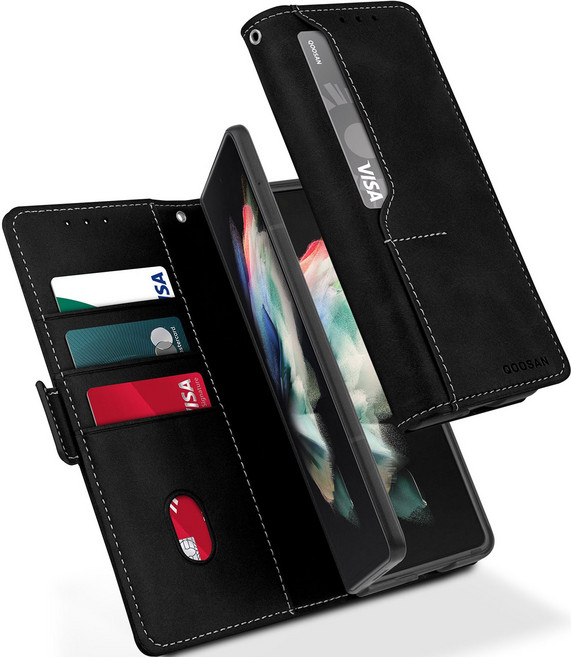 쿠산 갤럭시 Z 폴드 케이스 카드 수납 가죽 다이어리 플립 커버