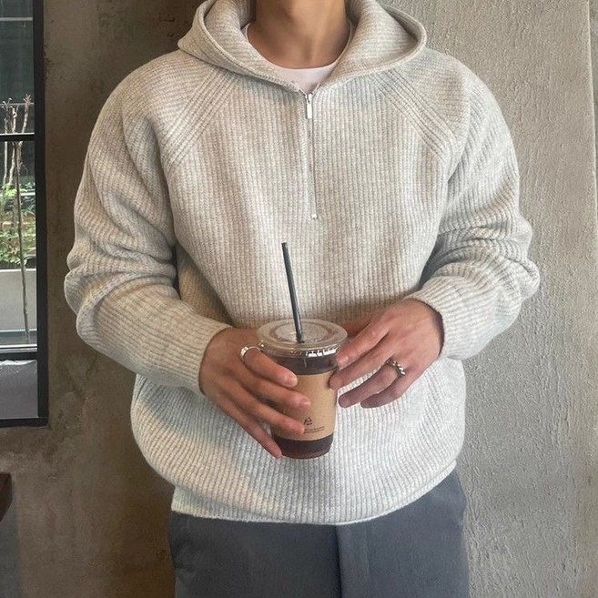 휠렉스 남성 봄 캐주얼 데일리 반집업 니트 스웨터 J228