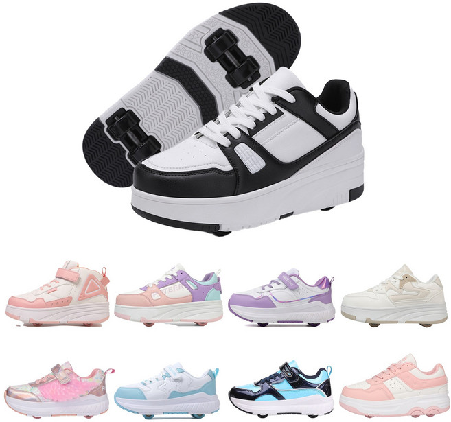 PHTEER 롤러슈즈 바퀴달린 운동화 롤러스케이트 4륜 F11, 블랙, 1개