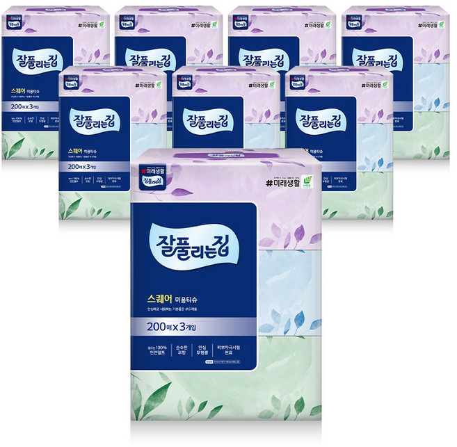 잘풀리는집 리얼 실키 천연펄프 미용티슈 200매, 24개
