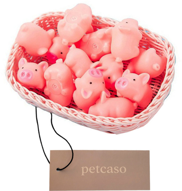 펫카소 소형견 장난감 강아지 수영 풀장 장난감 삑삑이 돼지, 10개, 핑크