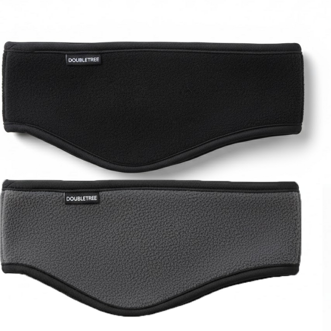 더블트리 따뜻한 플리스 귀마개 헤어밴드, 1세트, 그레이+블랙