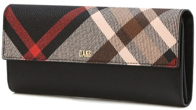 닥스 여성 블랙 체크배색 소가죽 장지갑 WCWA3F281BK