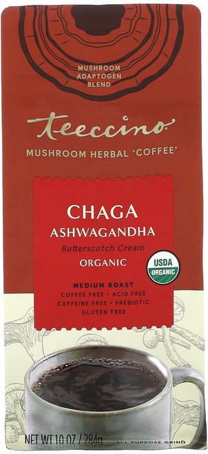 티치노 109934 버섯 허브커피 미디엄로스트 무카페인 차가 아슈와간다 284g, 1개, 1개입