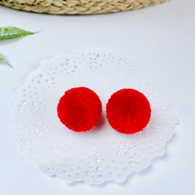 헤세드 NEW) 2cm 털실폼폼 컬러 방울폼폼 폼폼이(10p), 레드