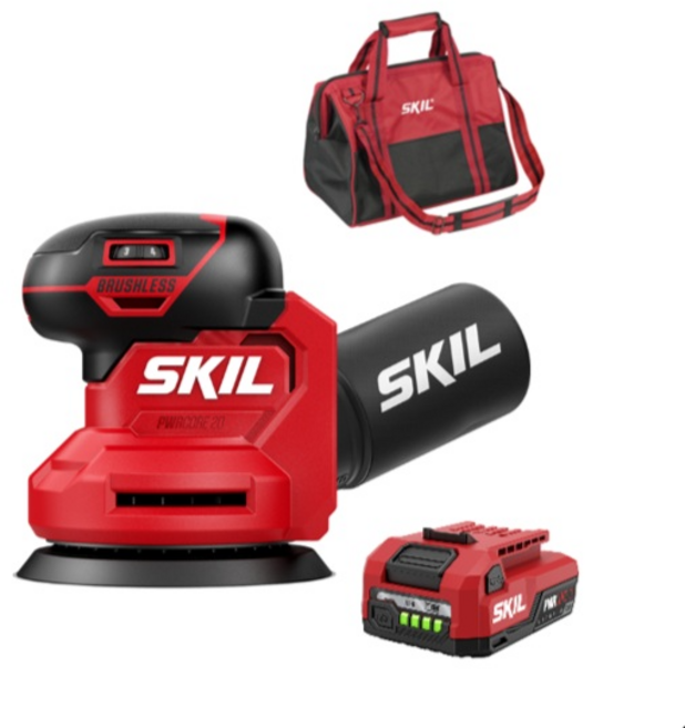 스킬 SKIL 20V 저진동 랜덤 오비탈 샌더 유막제거 무선 샌딩기 배터리 가방 세트 SR7603SE00, 1개