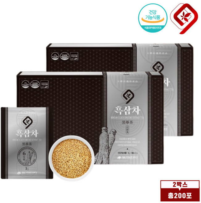 프리미엄 흑삼차 국내산 6년근 구증구포 흑삼 사포닌 진세노사이드 Rg3 물에 타먹는 과립형 면역력에 좋은 건강차 식약처인증 건강기능식품, 2박스, 300g