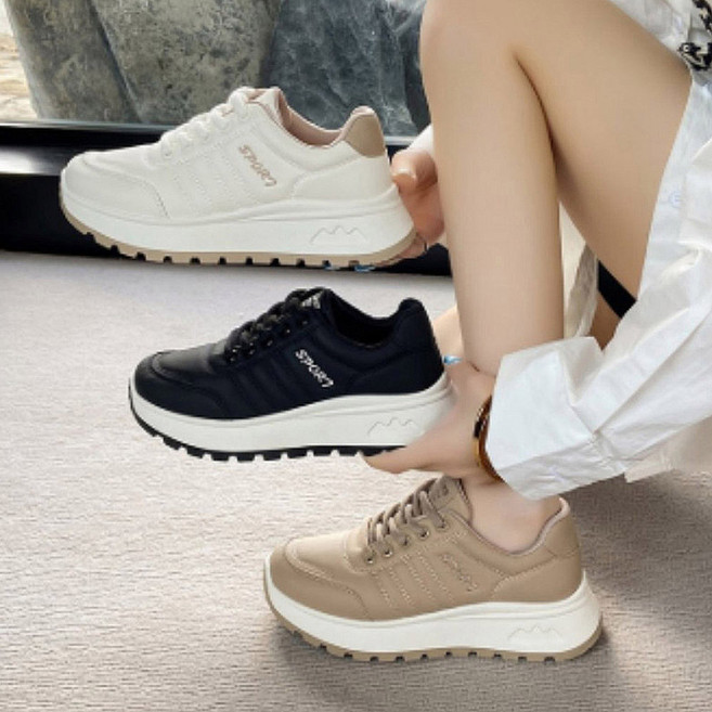 슈레나 여성용 뷰리얼 발편한 키높이 쿠션 운동화 발볼넓은 푹신한 스니커즈 5cm