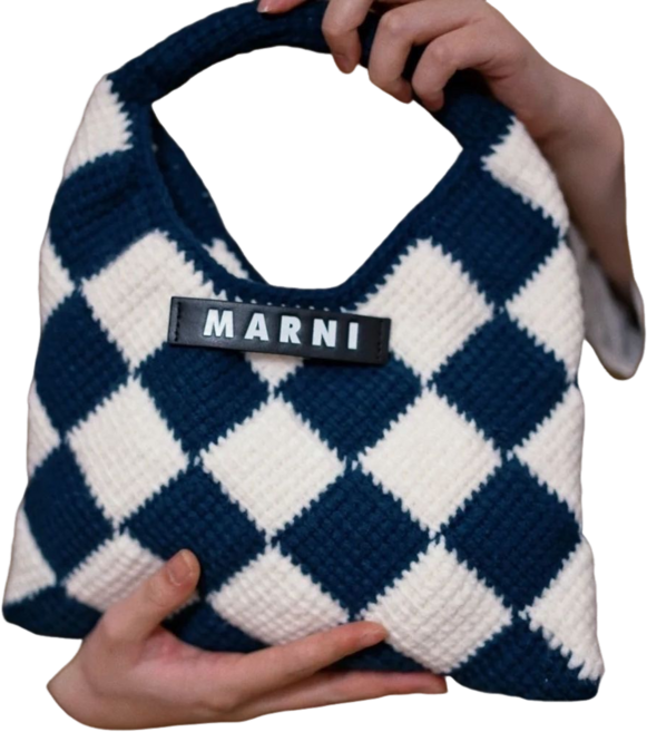 마름모꼴 토트백 DIY 손뜨개질 가방 숄더백 비완제품은 직접 제작해야 합니다., 푸른 색, 1개