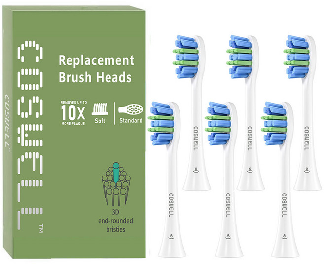 適配飛利浦Philips 電動牙刷刷頭|適用HX9/HX7/HX6/HX3| 無銅滅菌科技| 清潔護齦 |（副廠）, 1個, 6個裝