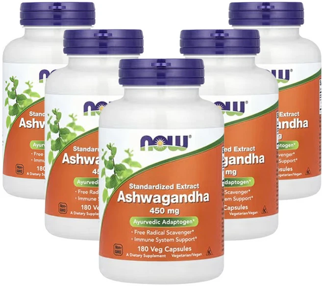 나우푸드 아슈와간다 표준화된 추출물 450mg 180캡슐, 180정, 5개 - 쿠팡