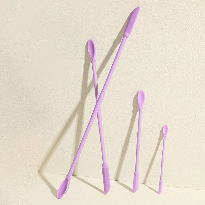 다용도 절약 스푼 미니 스파츌라 롱 주걱 헤라 주방 화장품, 퍼플-소, 1개