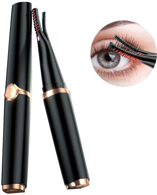 Kiboer집게형 속눈썹 고데기 스마트 3단계 온도 조절 온도 표시 USB 고속 충전, 블랙