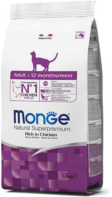 몬지 고양이 내추럴 슈퍼프리미엄 헤어볼 어덜트 치킨, 닭, 1.5kg, 1개