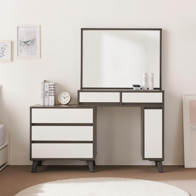 퍼니하우스 헤라 확장형 와이드 서랍형 안방 거실 수납 책상 화장대 일반화장대, 그레이화이트