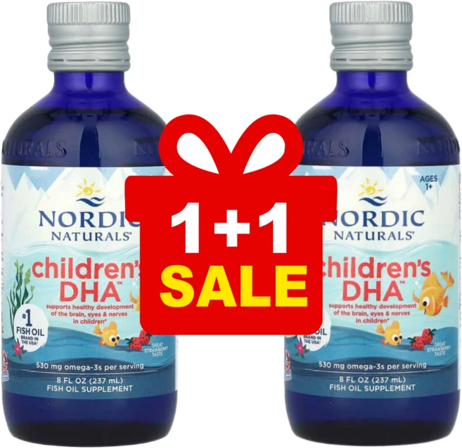 [1+1] 노르딕네추럴스 칠드런스 DHA 오메가3 530mg 1세 이상 딸기맛 237ml / 해외직구 미국정품, 2개 - 쿠팡