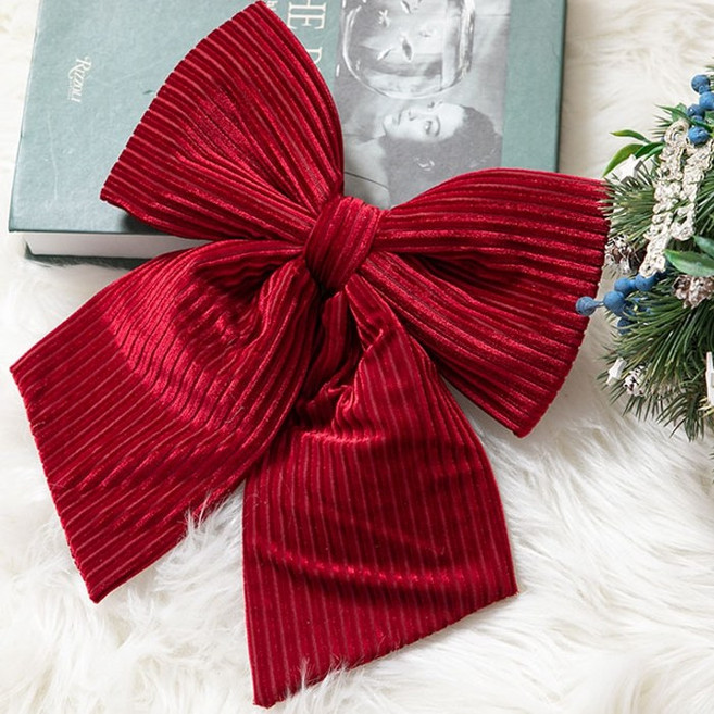 벨벳 크리스마스 리본, 6개, 레드