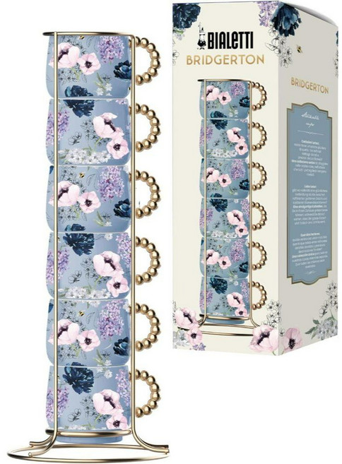 비알레티 브리저튼 6개 스태킹 컵 세트 도자기 전자레인지 60ml