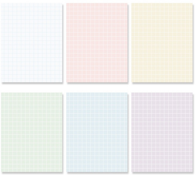 [꼬모멜로소] 떡메모지 6종 세트 메모지 메모 패드 다꾸 모눈 줄노트, 1세트, 그리드