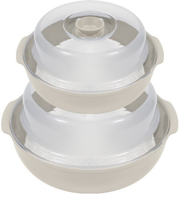 대영이네 국산 전자레이지 라면 만두 계란찜기 소형1P + 중형 1P 1세트, 아이보리 소형1P+중형1P