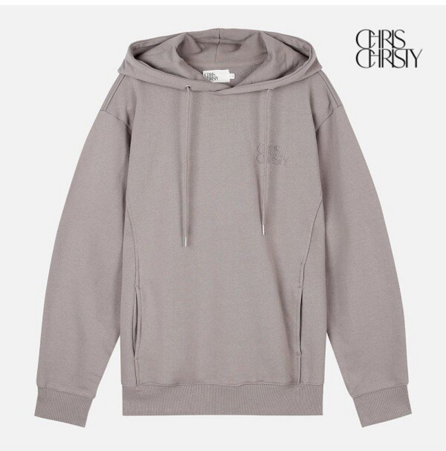 크리스크리스티 크리스크리스티 백폴디드 절개 로고자수 후드티셔츠_GREY / KKMALWFDP06