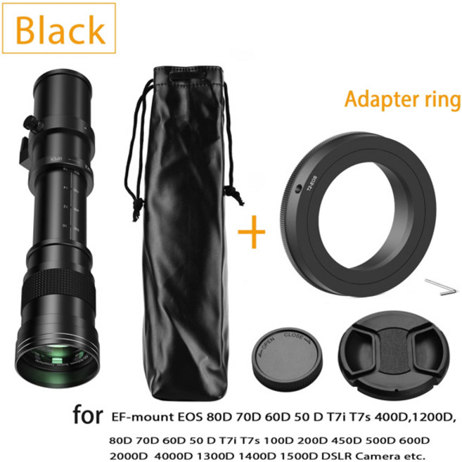 Lightdow 420-800mm f/8.3-f16 Canon EOS R1 80D T3 T5i Nikon Sony Olympus Pentax DSLR 카메라용 수동 망, 01 for Canon EF mount 1, 1개