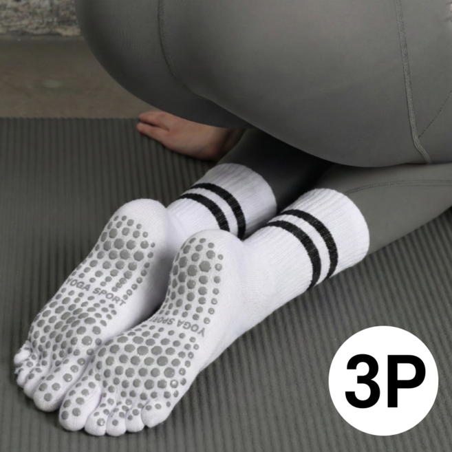 만덕 필라테스 요가 논슬립 발가락 스프라이트 양말 3켤레 세트