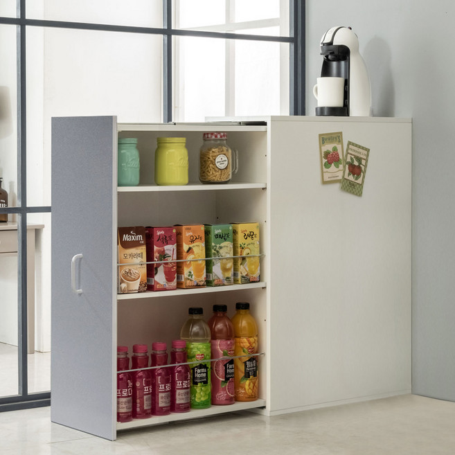 [에타홈] 로티 300 슬라이딩 슬라이드 낮은 작은 틈새 미니 얇은 폭좁은 슬림 다용도실 수납장, 화이트