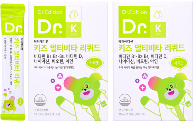 흰여울팜 닥터에디션 키즈 멀티비타리퀴드 아기 돌 유아 어린이 멀티비타민 미네랄 액상 비타민, 300ml, 2박스