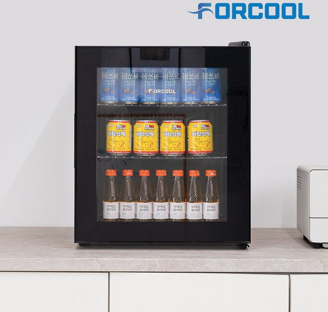 포쿨 미니 쇼케이스 냉장고 KVC-50 50L, 블랙