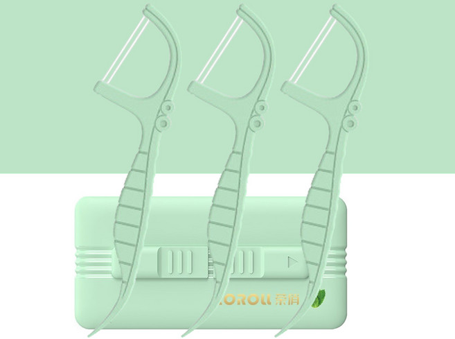 글린 2줄모치실 일회용치실 더블라인 10p케이스(그린), 1개, 10개입, 7.7cm