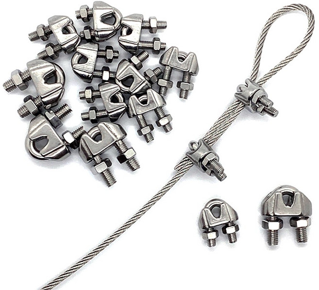 리우툴 스텐 와이어 클립 U유볼트 클램프 고정 고리 로프 줄 체결 연결 부속 크립, 5개