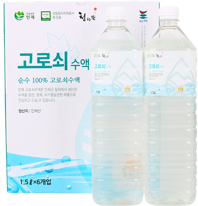 강원도 인제 고로쇠물 100% 냉동 고로쇠수액, 1.5L, 6개