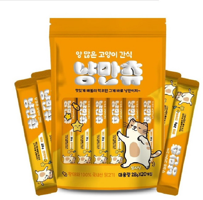 양많은 짜먹는 고양이간식 냥만츄 황태 대용량 28g x 40개