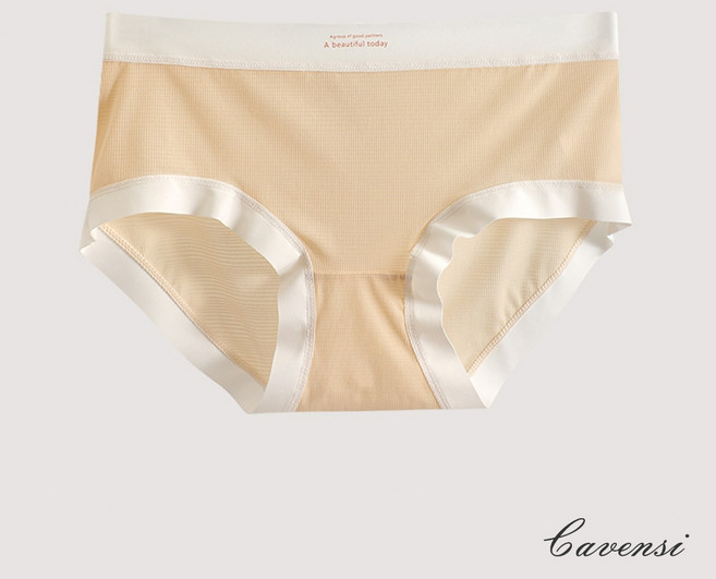 Cavensi 大尺碼冰絲內褲 中腰透膚涼感內褲 無痕超薄款 A274, 裸感杏色,L（建議50-58公斤 ）