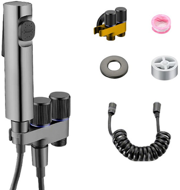 콜콜러브 욕실청소세트 변기 물호스 세정 스프레이건 샤워기, 차콜