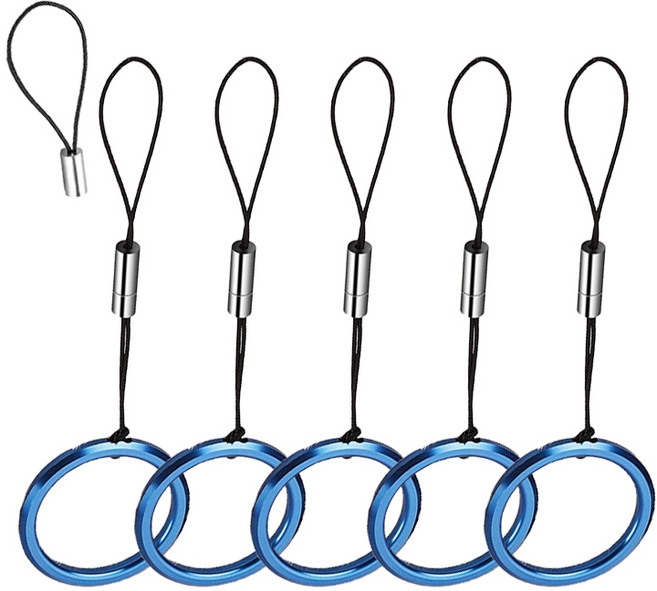 스마트폰 안전 메탈 링 고리 5개세트 여행용 분실방지 스트랩 휴대폰 줄, 메탈링고리 블루5개, 1세트