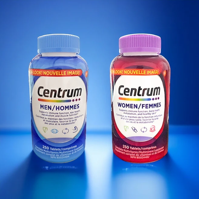 (센트룸) 커플세트 2ea! 일반 남성1+여성1 기획 종합비타민 캐나다센트룸 250, 포맨1통+포우먼1통, 1세트, 250정 - 쿠팡