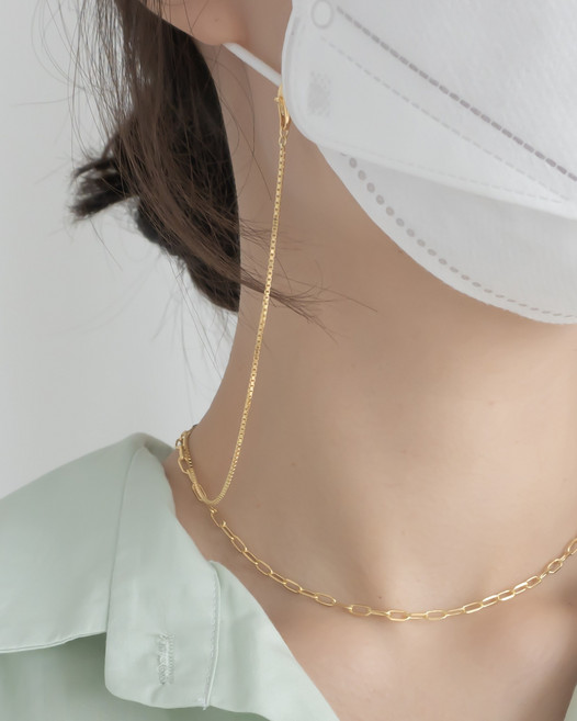 모두디자이너 실버925 차르르 슬림 사각체인 마스크 스트랩 목걸이줄 17