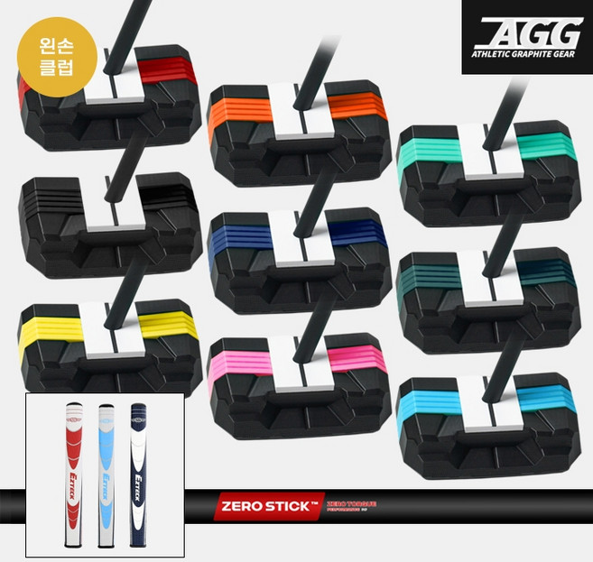 좌타왼손용 굴림채 ZET 제로토크 블랙 제로스틱 카본샤프트 퍼터 32 35인치 말렛형 EZTECK, 레드 34 화이트레드, R, 3도