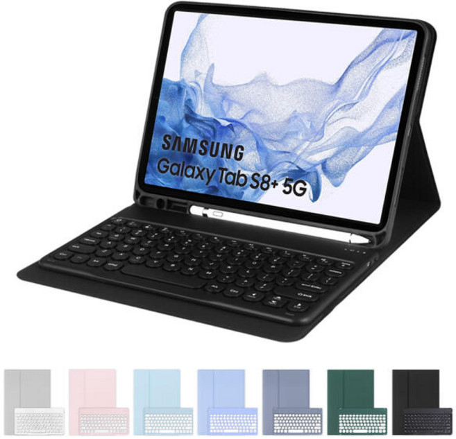 갤럭시탭S8플러스 S7 FE 블루투스 키보드케이스 TM-27, 1개, 카키